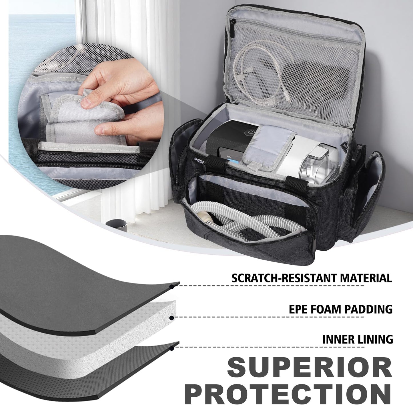 Lightweight CPAP Travel Bag for ResMed AirSense 10/11, Philips DreamStation, 3B Medical Luna G3, Compact & Portable Carry Case for CPAP Machine Supplies and Accessories, TSA-Friendly (Bag Only)