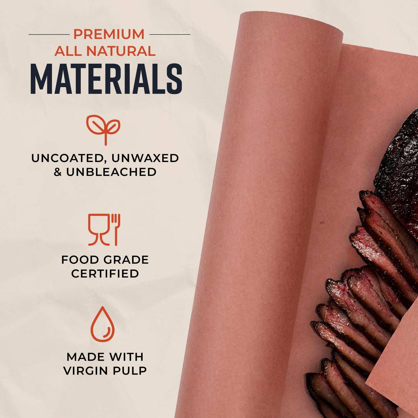 Bryco Goods Pink Butcher Paper Roll - 24 Inch by 175 Feet - Made in USA - Food-Grade Peach Butcher Paper for Smoker, BBQ, Grilling, Smoking Meat & Brisket - Unbleached, Unwaxed, Uncoated