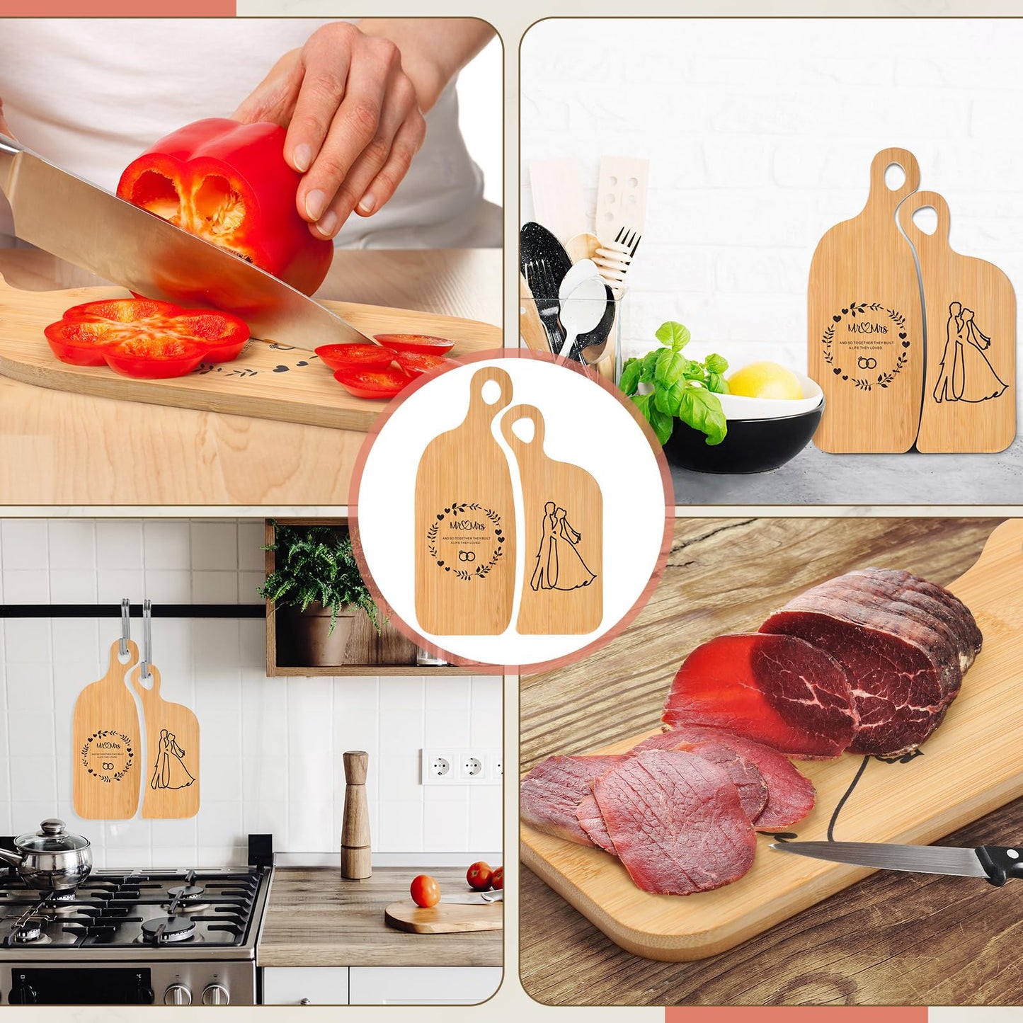 Ziliny Wedding Gifts for Couples 2025 Cutting Board Set 15 Pcs Mr and Mrs Bridal Shower Wedding Gifts Include Cutting Board Coaster Scented Candle Cheese Tableware for Engagement