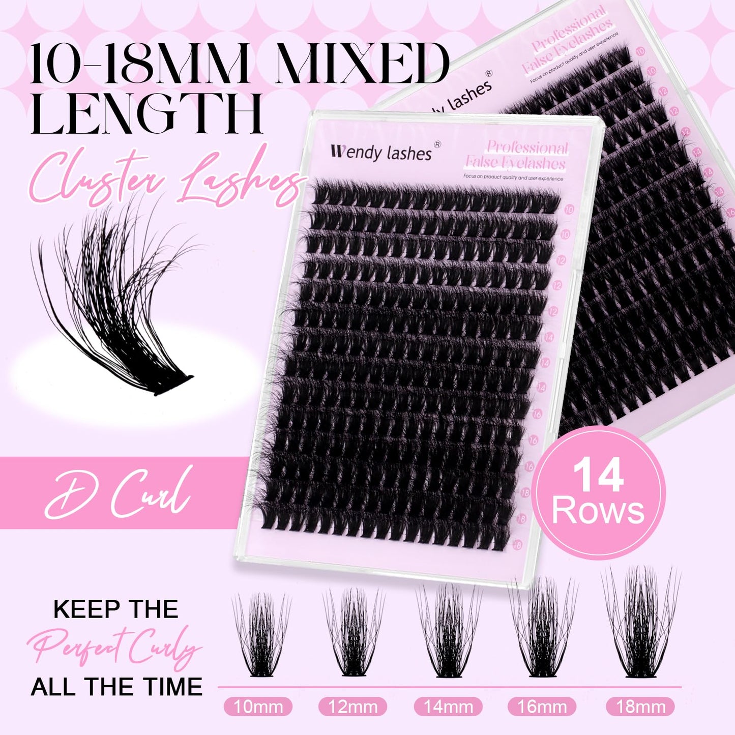 Lash Clusters 80D Wispy Individual Lashes 280PCS 3D Volume Lash Extensions 10-18mm Natural DIY Cluster Lashes for Beginners(80D,