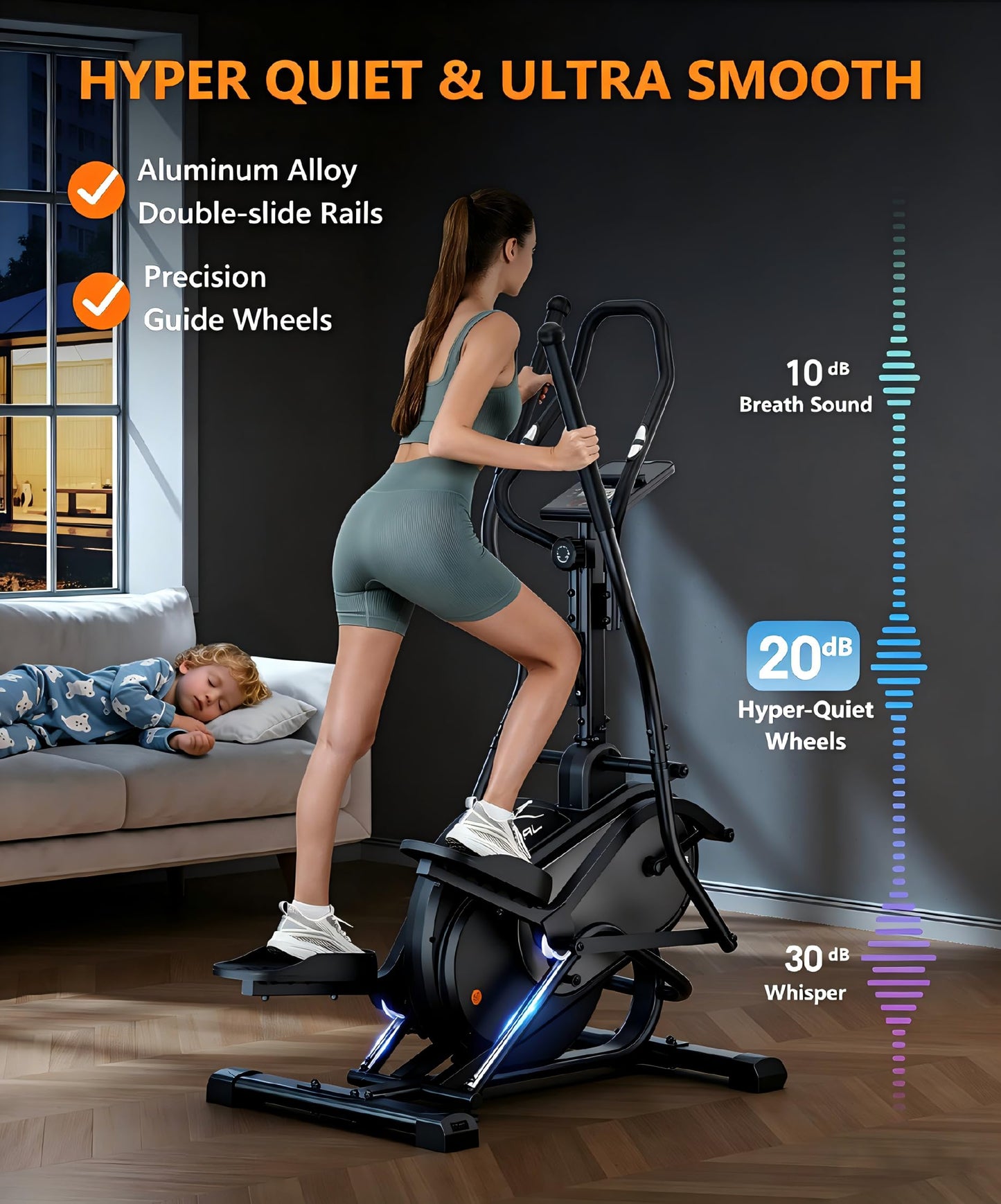 THERUN Elliptical Exercise Machine, Cardio Climber Elliptical Machine for Home, Stair Stepper Elliptical Training Machines w/ 13LBS&18LBS Flywheel, 16 Levels Resistance (13LBS Flywheel Grey)