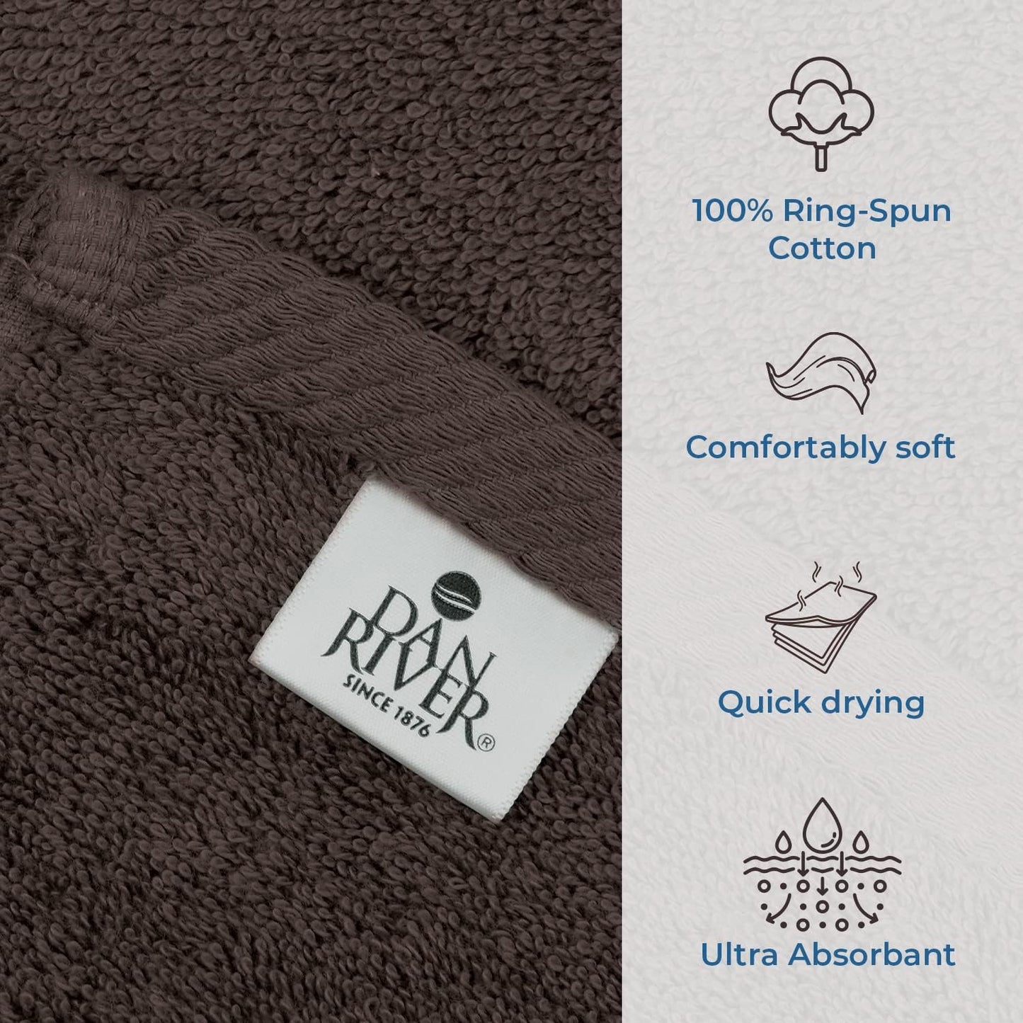 DAN RIVER Pack of 1 Bath Sheet 40x80 Inches, Oversized Bath Sheets Towels for Adults, Fluffy and Soft Plush Towels - Brown
