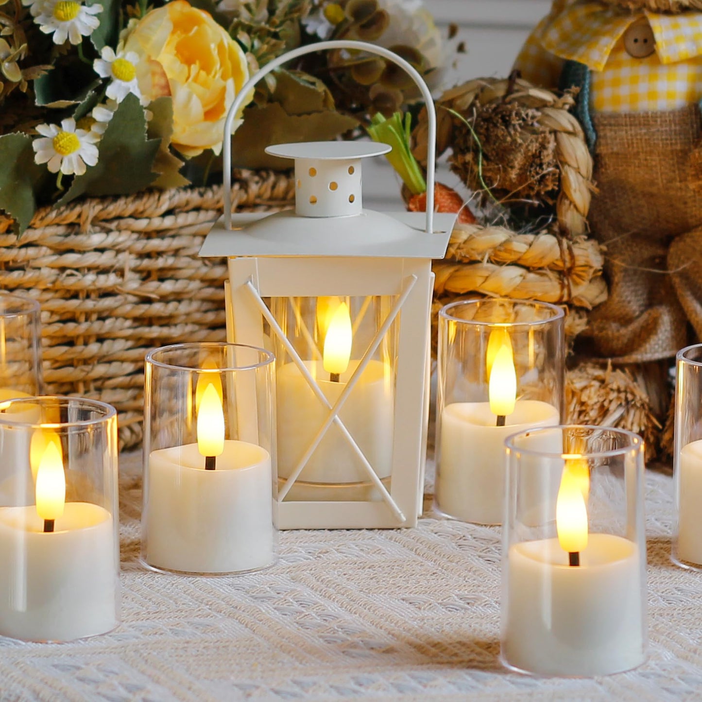 Zevanor Flameless Small Tea Light LED Candles, Acrylic Battery Operated Votive 1.7" x2.5" with Remote Control and Timer, Tealight White Flickering Warm Light Pack of 15 Electric Long Lasting