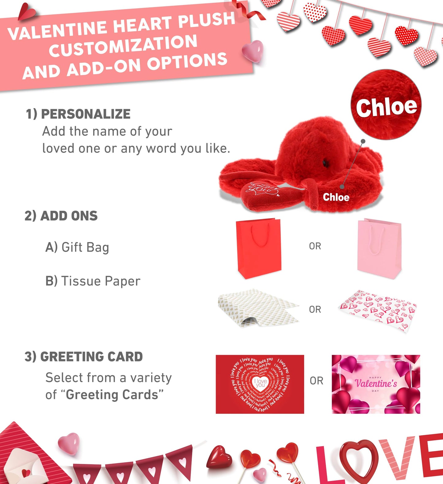 DolliBu I Love You Valentine Plush Elegant Red Lobster - Cute Stuffed Animal with Red Heart and Name Personalization Gift for Valentines Day, Birthday, Anniversary, Romantic Date - 14 Inches