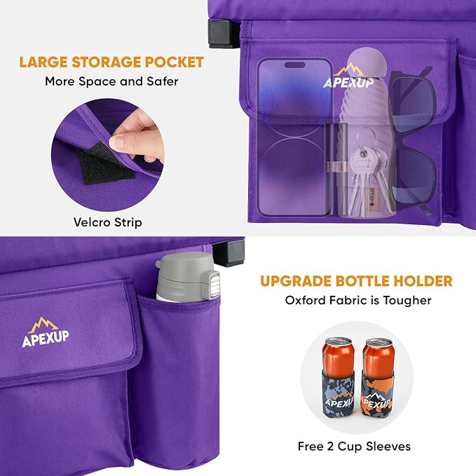 APEXUP Stadium Seats with Back Support, Portable Bleacher Seat with Large Pocket and Cup Holder, Wide Stadium Chair for Sports Events and Concerts