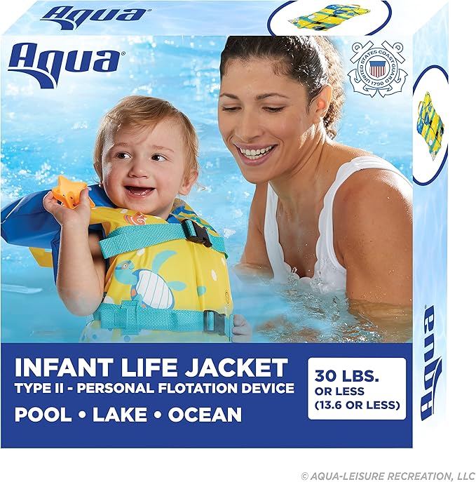 Oceans7 US Coast Guard Approved Infant Life Jacket 8-30 lbs – Type II Personal Flotation Device Flex-Form Chest - Seafoam ...
