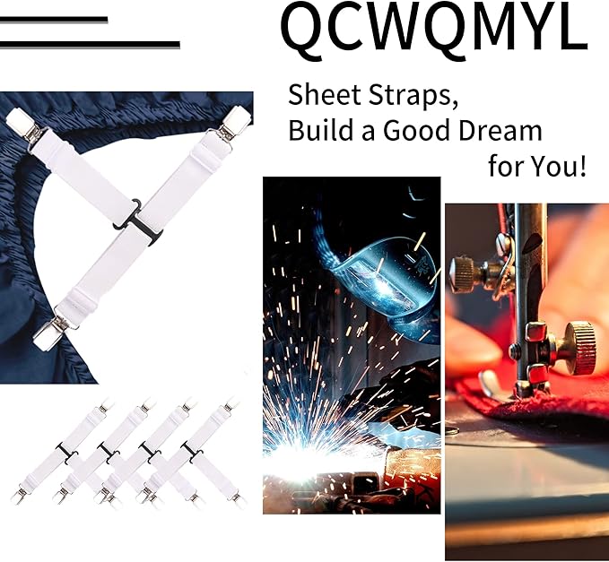 Upgrade Design Bed Sheet Straps 4 PCS Bed Sheet Clips Sheet Holders for Corners White Fitted Sheet Clips