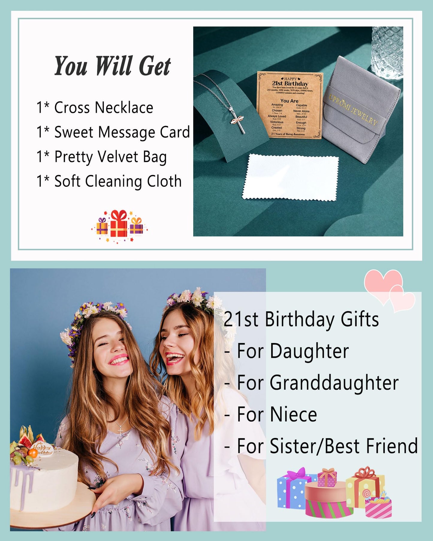 UPROMI 21st Birthday Decorations Gifts for Her 21 Year Old Birthday Gifts Women Necklace