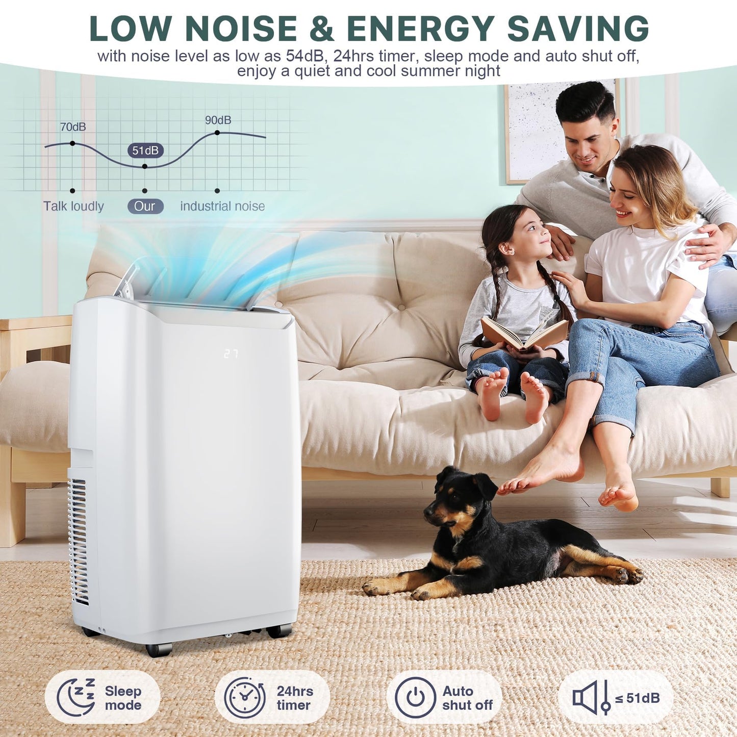 12000 Btu Portable Air Conditioner Cools Up To 550 Sq.Ft, 3-In-1 Quiet Portable Ac Unit With Remote Control & Installation Kits