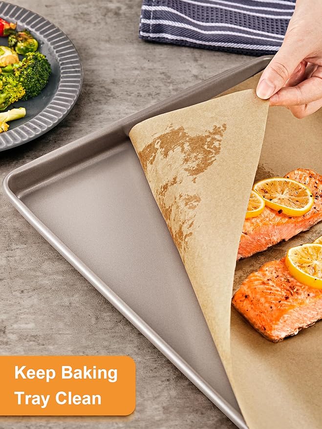 SMARTAKE 120Pcs Parchment Paper Sheets, 8x12 Inch Pre-Cut Parchment Paper for Baking, Non-Stick Baking Paper, Natural Wood Pulp, for Air Fryer Steaming Grilling Rack Oven (Unbleached)