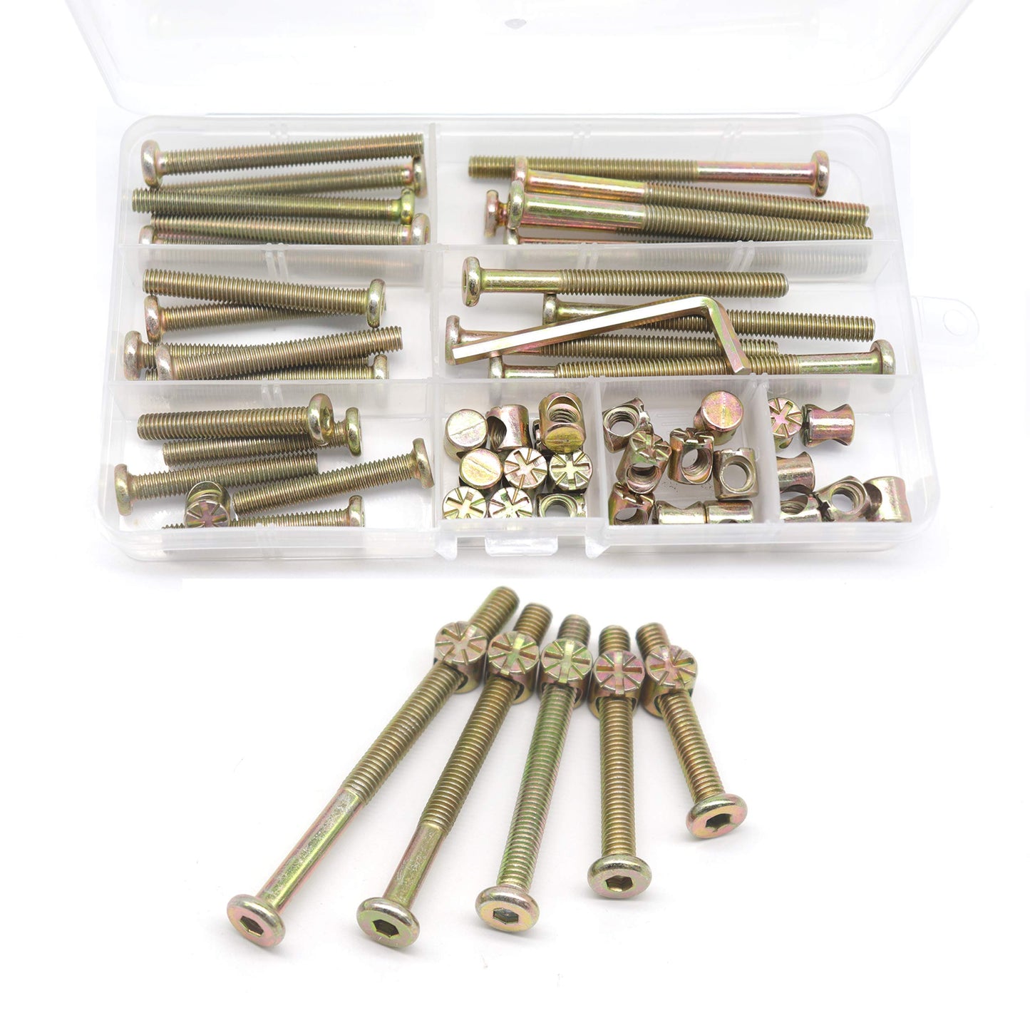Dream on me, Delta, Graco, Fisher Crib Screws and Bolts Kit - 25-Piece M6-1.0x40mm/50mm/60mm/70mm/80mm Furniture Barrel Bolts Assortment for Bunk Beds and Cribs