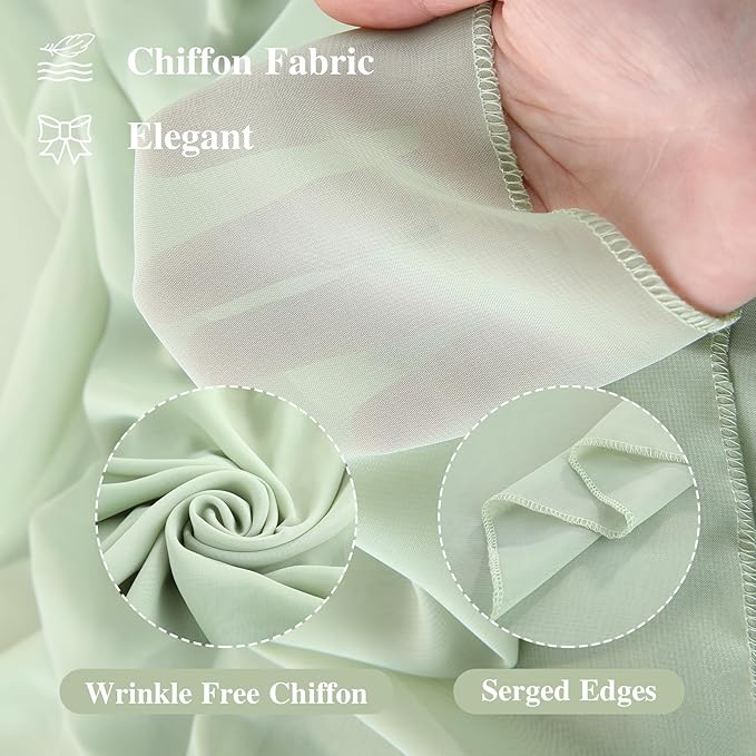Wedding Arch Draping Fabric, 1 Panel 18FT Sage Green Sheer Backdrop Curtain Chiffon Fabric Drapery Voile Scarf Draping Panels for Wedding Archway Ceremony Curtain Valance Party Decoration