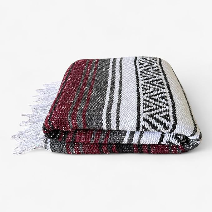 Authentic Handwoven Mexican Blanket, Falsa Serape - Soft & Durable - Vibrant Beach, Picnic, Yoga & Camping Mat - Tradition...