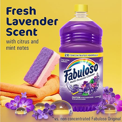 Fabuloso Multi-Purpose Cleaner & Floor Cleaner, 2X Concentrated, Lavender Scent, 56 fluid ounces (6 Pack)