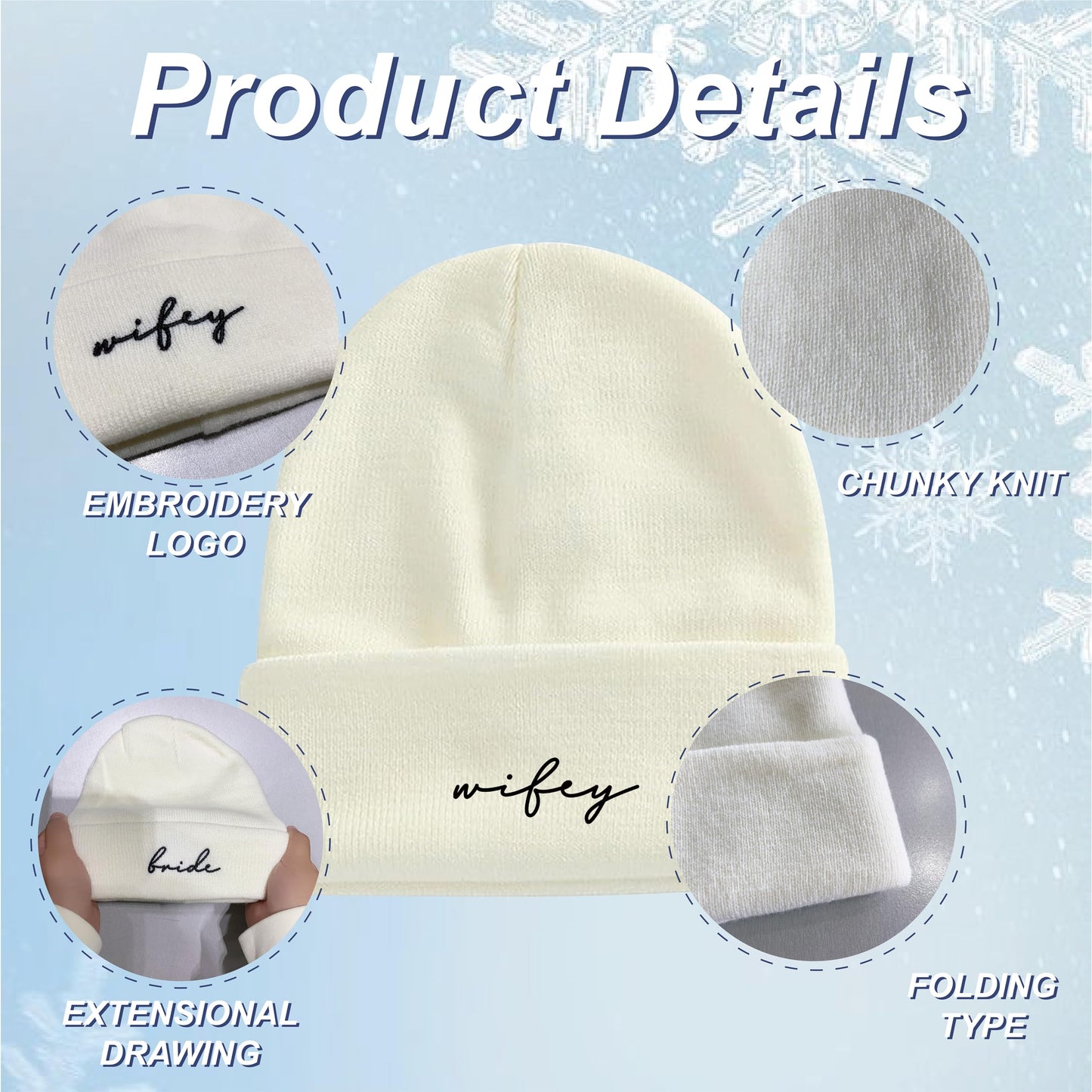 GroomBrideGifts Wedding Beanie Hat Set for Couples, Hubby & Wifey - Bridal Shower Gifts, Unique Gift for Engagement, Honeymoon, Anniversary