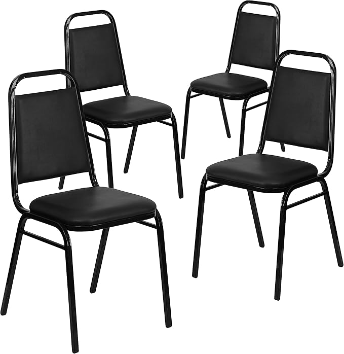Flash Furniture Hercules Series Trapezoidal Vinyl Banquet and Event Chairs, Commercial Event Chairs with Padded Seats and ...