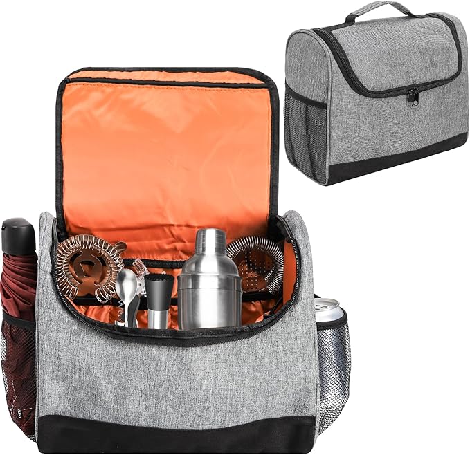 WUWEOT Travel Bartender Bag, Portable Bar Bag, Mixology Bartending Backpack with Padded Compartments and Handle for Tools ...