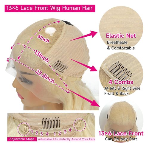 MYDIVA 613 13x6 Lace Front Wig Human Hair Body Wave Blonde Wig Human Hair 200% Density 613 HD Lace Frontal Wig Blonde Lace Front Wigs Human Hair Pre Plucked Glueless 613 Wig 22 Inch