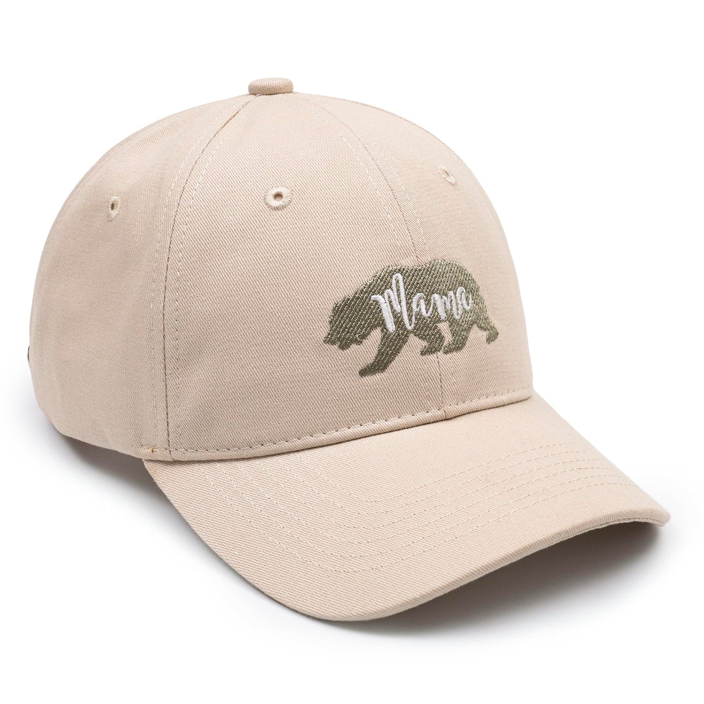 KOLWOVEN Mama Bear Embroidered Baseball Cap, Stylish Distressed Hat for Women, Perfect Mother's Day or Birthday Gift for Mom (US, Alpha, One Size, Cream)