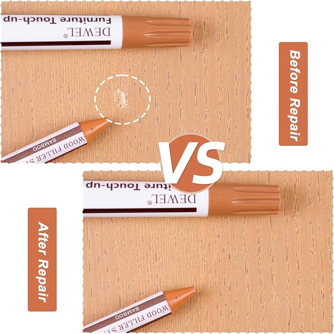 DEWEL Wood Markers Furniture Repair, 18 Colors Furniture Markers Touch Up and Wood Filler Sticks, Wood Scratch Repair Kit for Laminate Floor, Cabinet, Wooden Door, Wood Finish Stain