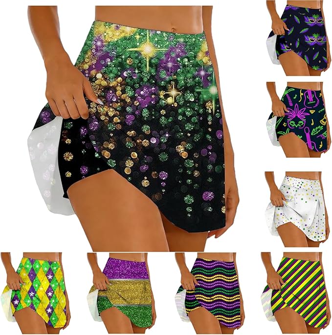 Carnival Skirts for Women Carnival Outfit Stretchy Elastic High Waisted Shorts Skirt for Carnival Parades Activities