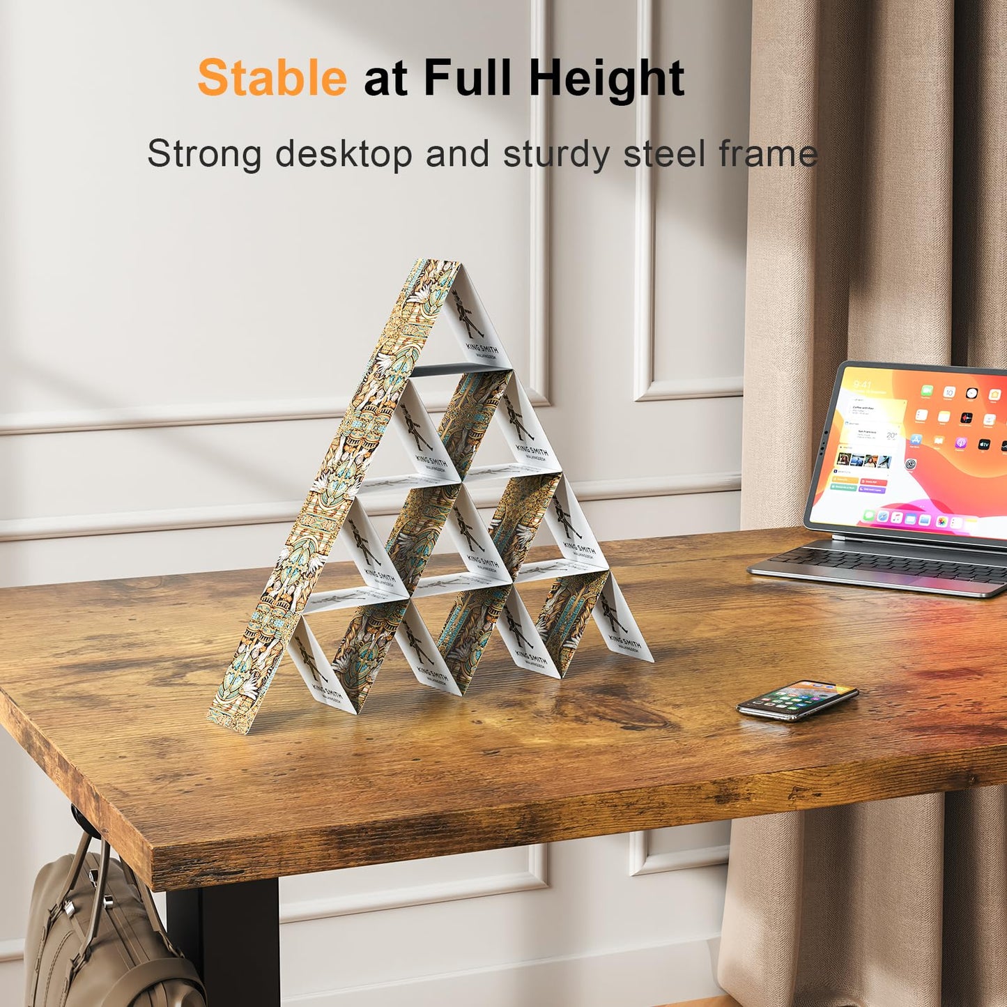 WALKINGDESK 48x24 Inches Whole Piece Electric Standing Desk, Seamless One Piece Height Adjustable Sit to Stand up Desk for Home Office, Ergonomic Computer Workstation, Rustic Brown