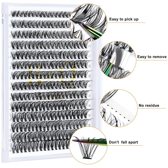 B&Qaugen Lash Clusters 50D-C-10-18MIX Individual Lashes 280 Clusters False Eyelash Extensions Individual (50D-C10-18MIX)