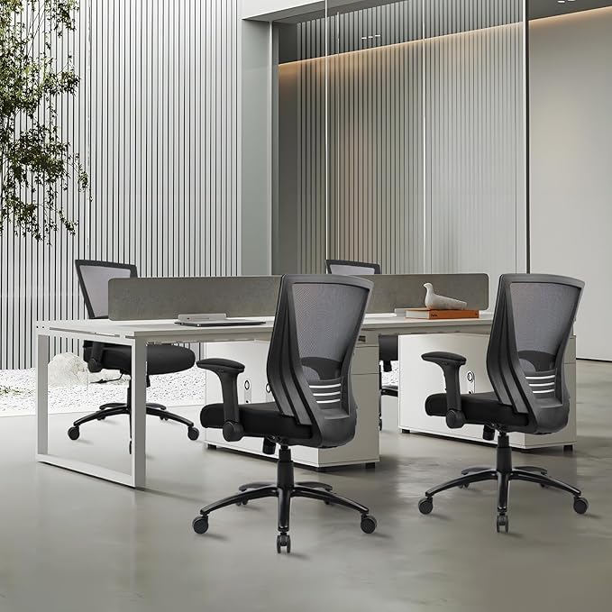 CLATINA Big and Tall Office Chair Heavy Duty Ergonomic Desk Chair 500lbs with Flip-up Arms & Wide Thick Seat Cushion Home Executive Swivel Mesh Chair for Study, Conference, Black