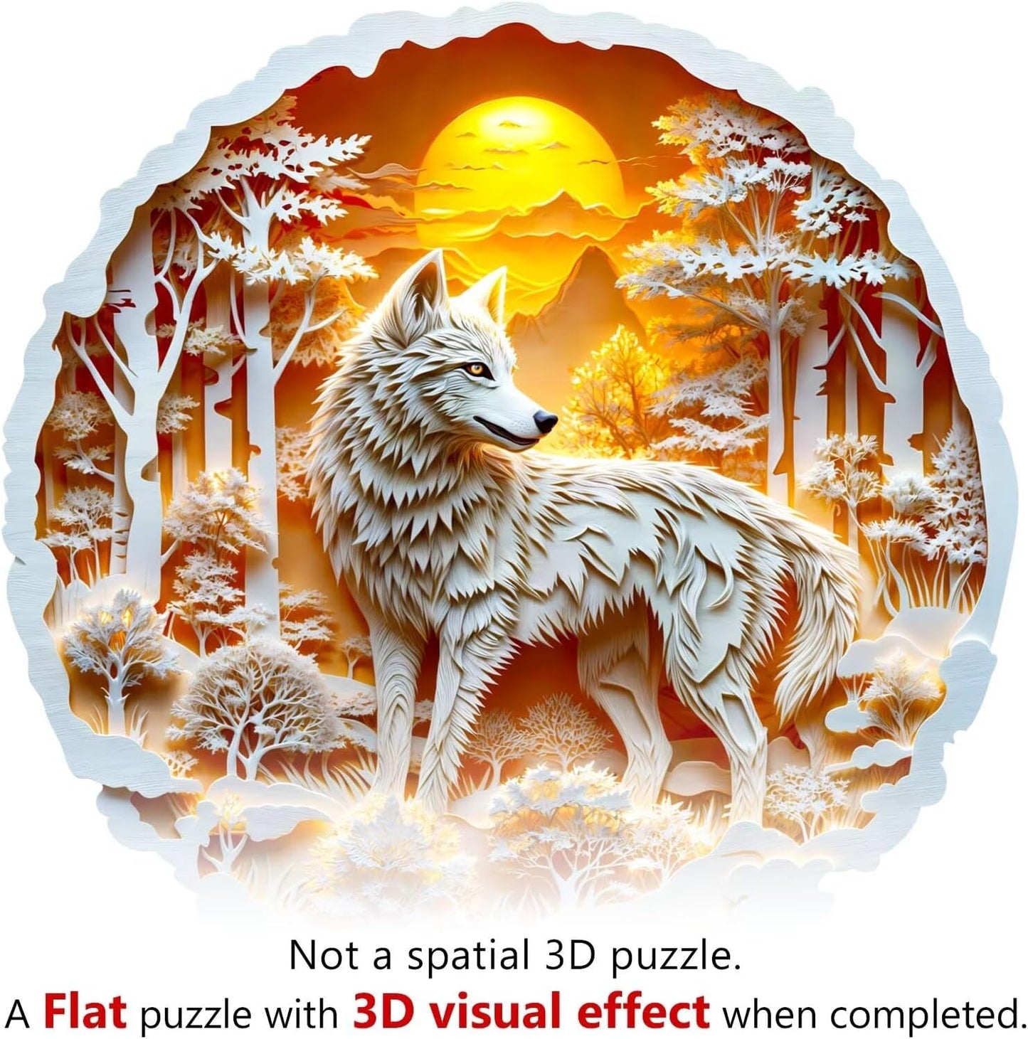 Wooden Puzzles for Adults, 3D Wolf Wooden Puzzles 200 Pieces, Unique Animal Shaped Wood Challenging Jigsaw Puzzles Gifts for Adults, 11.4x11.4in