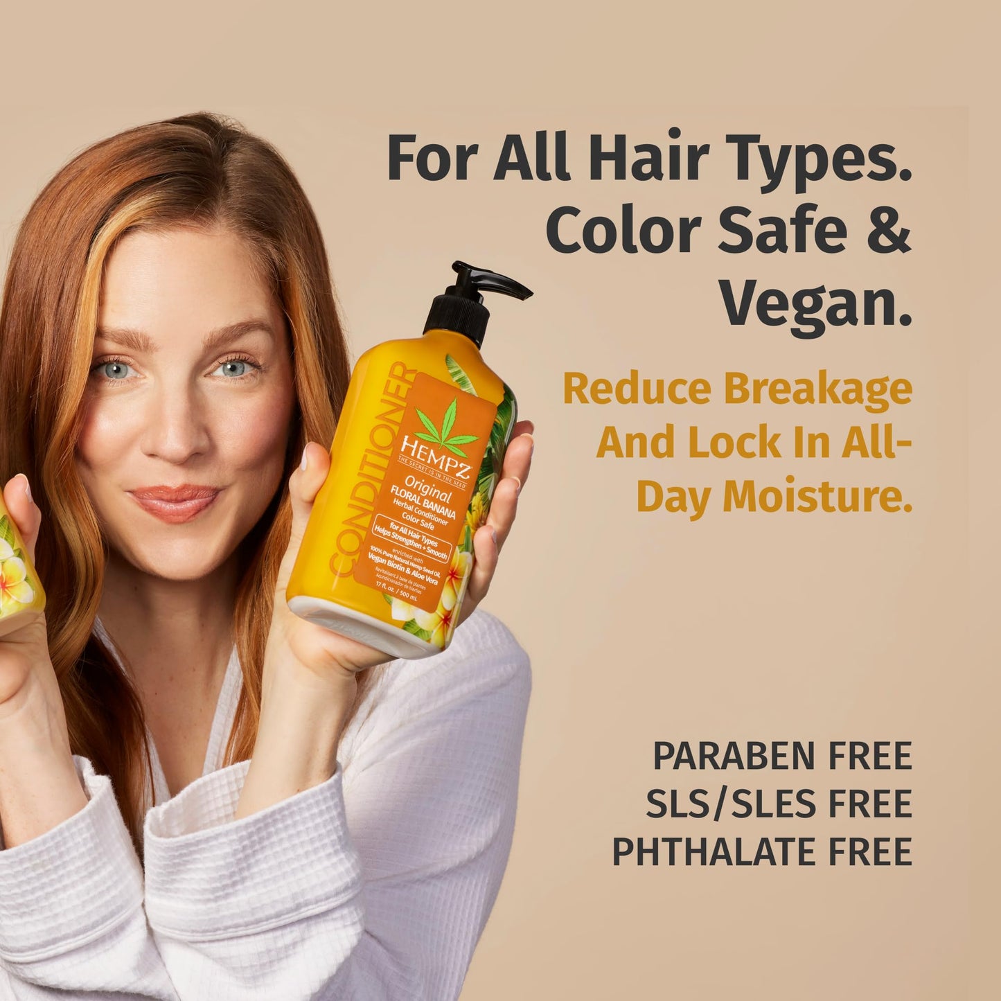 Hempz Biotin Conditioner - Original Light Floral & Banana - For Growth & Strengthening of Dry, Damaged and Color Treated Hair, H