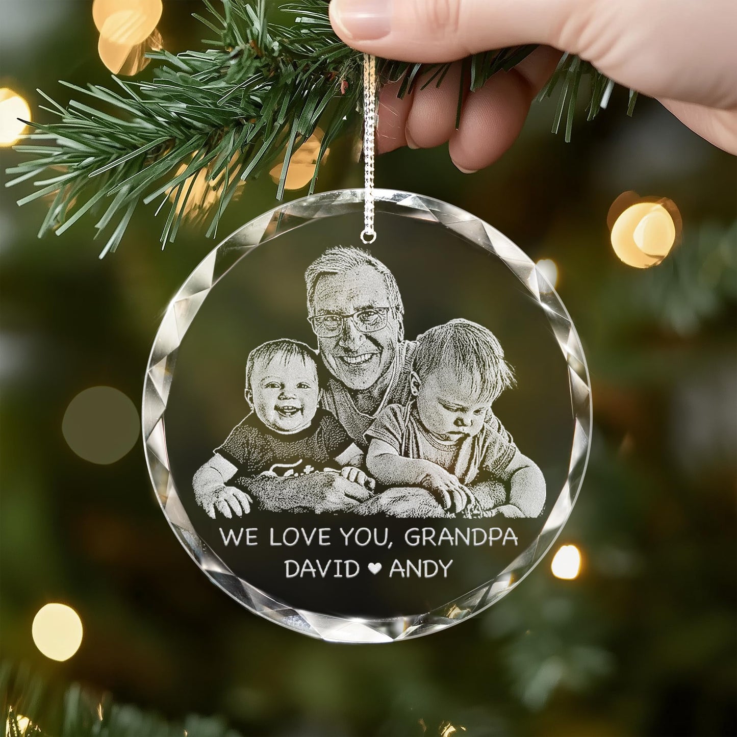 Lucy Engraving Custom Photo Crystal Glass Ornament - Personalized Engraved from Your Favorite Picture, 3 inches, Gift Box Included
