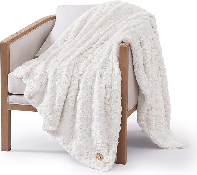 UGG Adalee Faux Fur Throw Blanket Luxury Lightweight Cozy Soft Throw for Couch Bed or Chair Hypoallergenic Machine Washabl...
