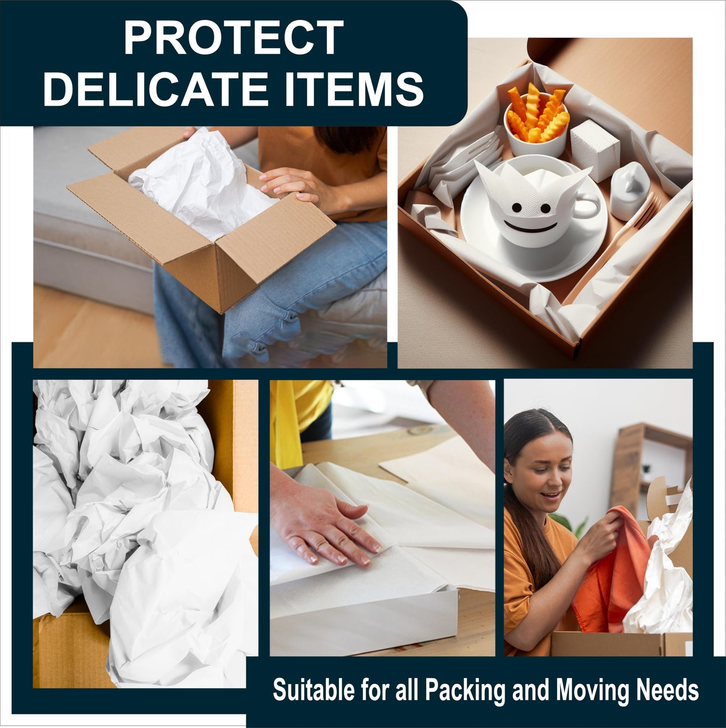 White Bulk Packing Paper Sheets for Moving | 640 sheets | 27" x 17" | 20 lb | Twin Pack | | Newsprint Wrapping Paper Sheets - Must Have in Your Moving Supplies, Packing Materials, Moving Paper Wrap