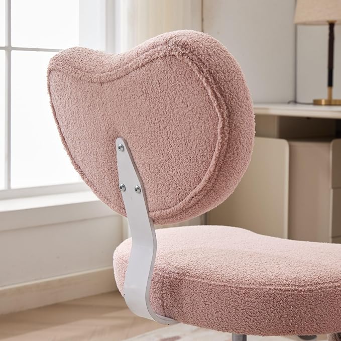 Criss Cross Office Chair with Wheels, Crossed Legged Office Chair with Adjustable Height, ADHD Chair with Lumbar Support, Meditation Desk Chair for Home Office, Pink