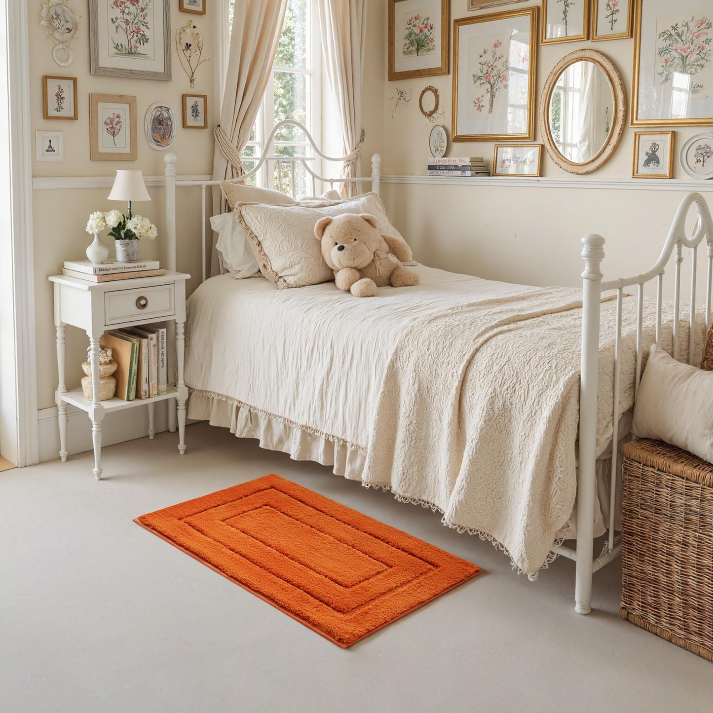 GRANNY SAYS Bathroom Rugs Non Slip, 16" x 24", Bath Rugs for Bathroom Washable, Bath Mats for Floor, Microfiber Bath Mat for Tub, Absorbent Bath Rugs for Shower Room, Orange
