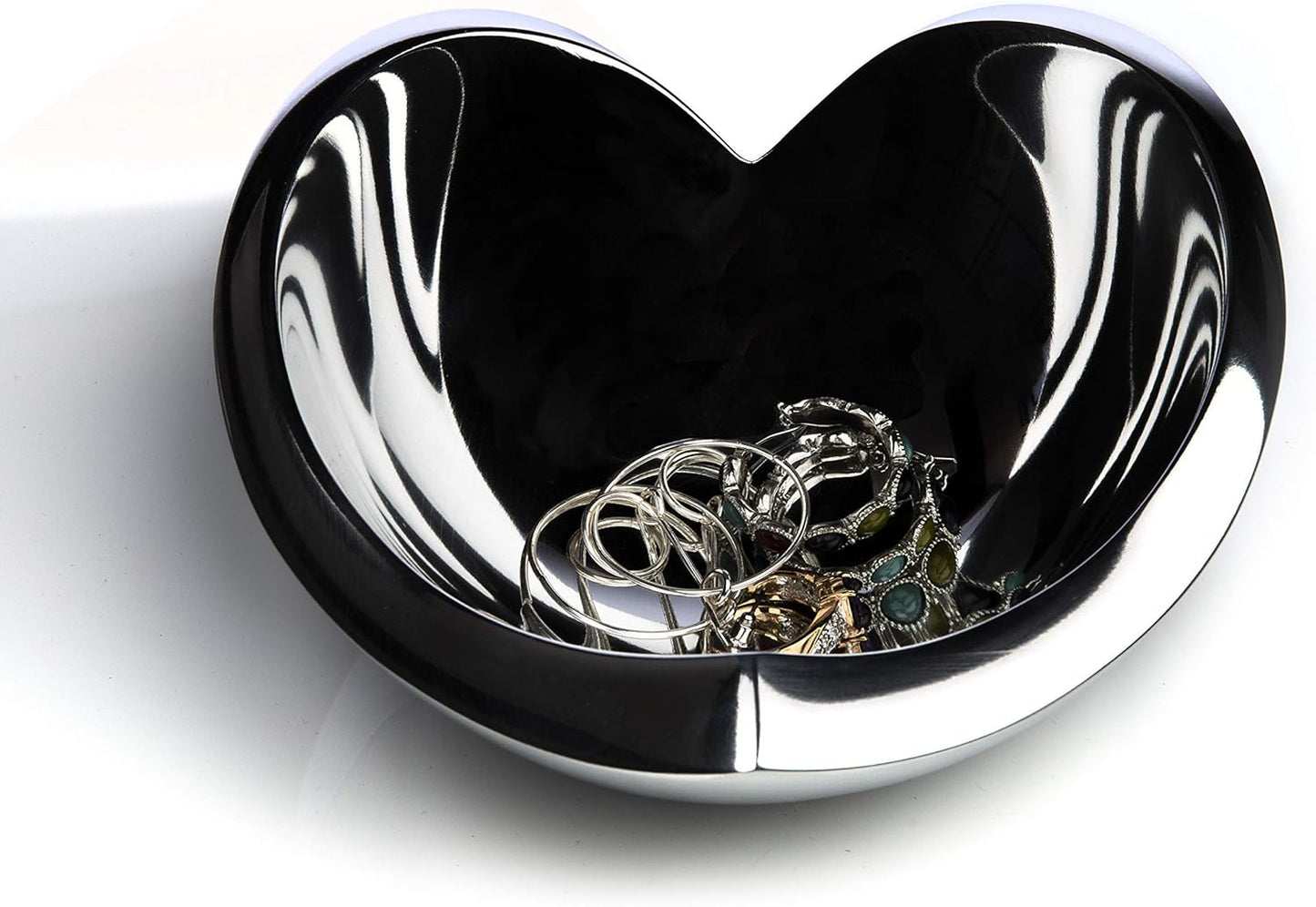 Nambe Alloy Classic Love Bowl, Heart Shaped Modern Design, For Wedding, Anniversary, Valentine’s Day, Oven Safe, Ring Dish, Decorative Trinket Tray, Designed by Sean O'Hara (6.25")