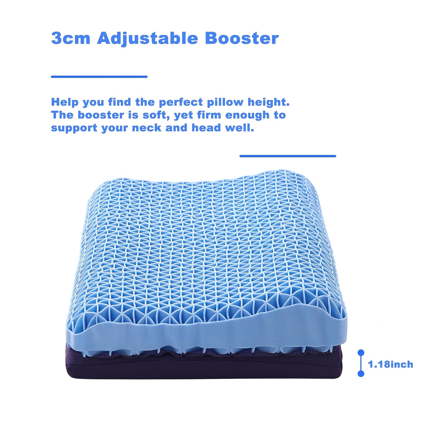 Berklan Pillow for Sleeping with Adjustable Booster 100% Elastic Grid Ergonomic Supportive Neck Oversized Pillow for Hot Sleepers