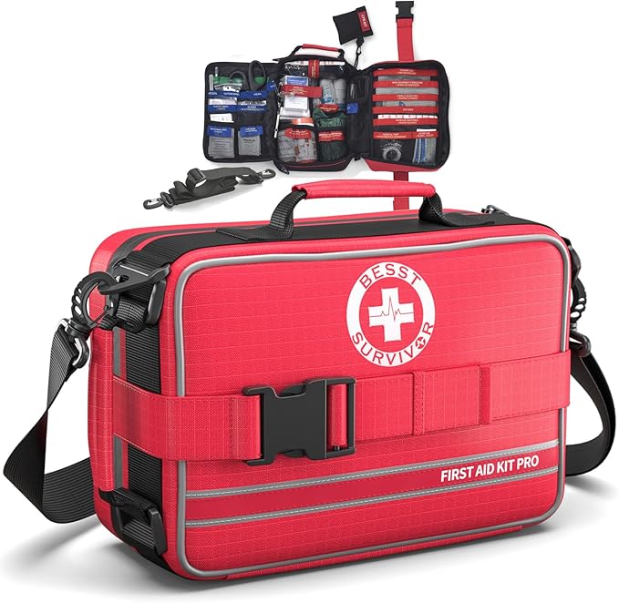 Comprehensive First Aid Kit for Home, Premium Emergency Trauma Kits with Shoulder Strap for Car Camping Gear, Waterproof S...