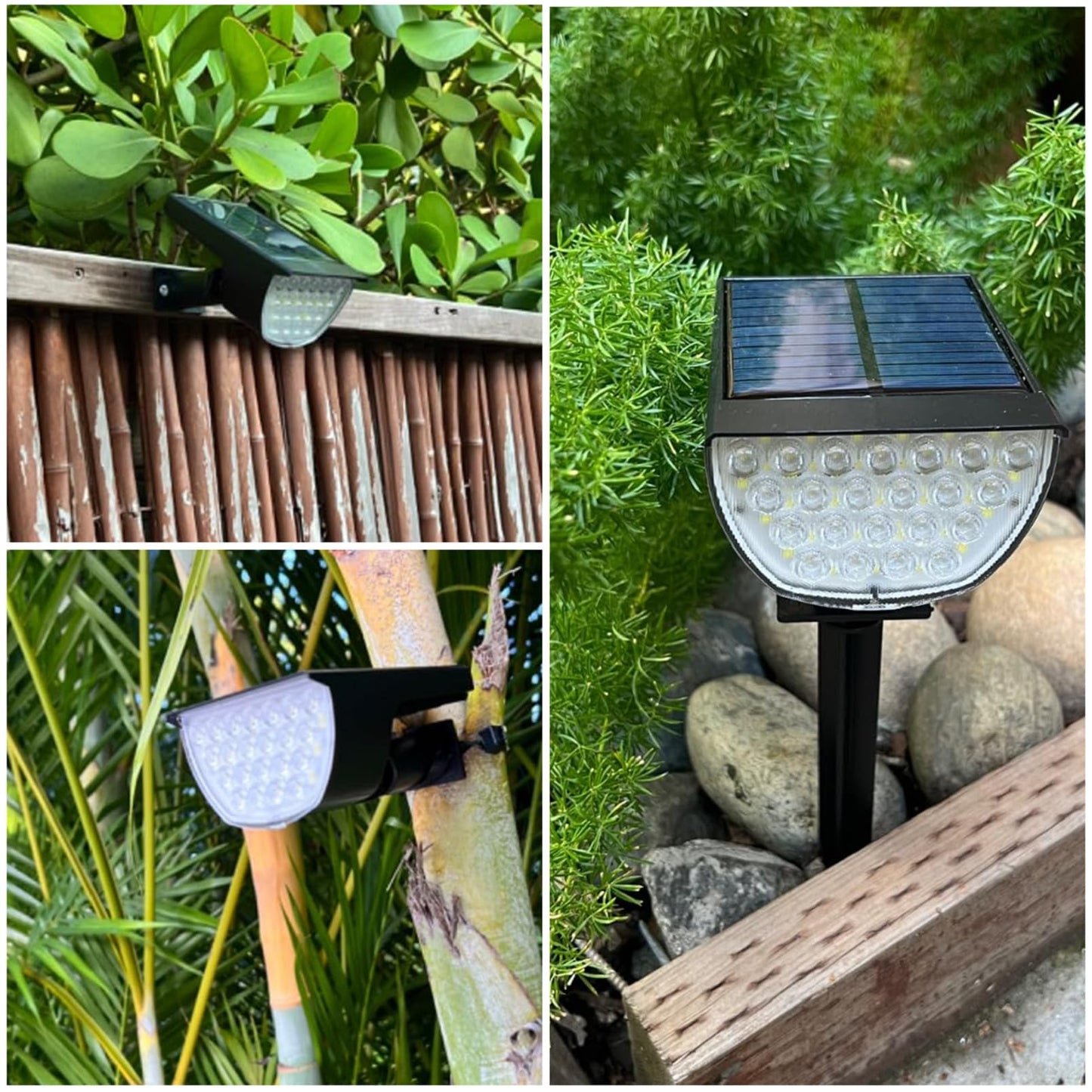 GKGG Solar Lights Outdoor Waterproof IP65, Solar Powered 76 LED 3 Lighting Modes Solar Spot Lights Outdoor for Yard Garden Landscape Pathway (Warm White, 4 Pack)