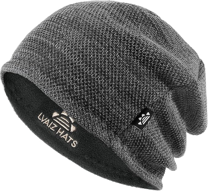 Lvaiz Mens Winter Beanie Hat Warm Fleece Lined Skull Cap for Men Reversible Women Windproof Watch Hat Knit Warm Unisex Beanie