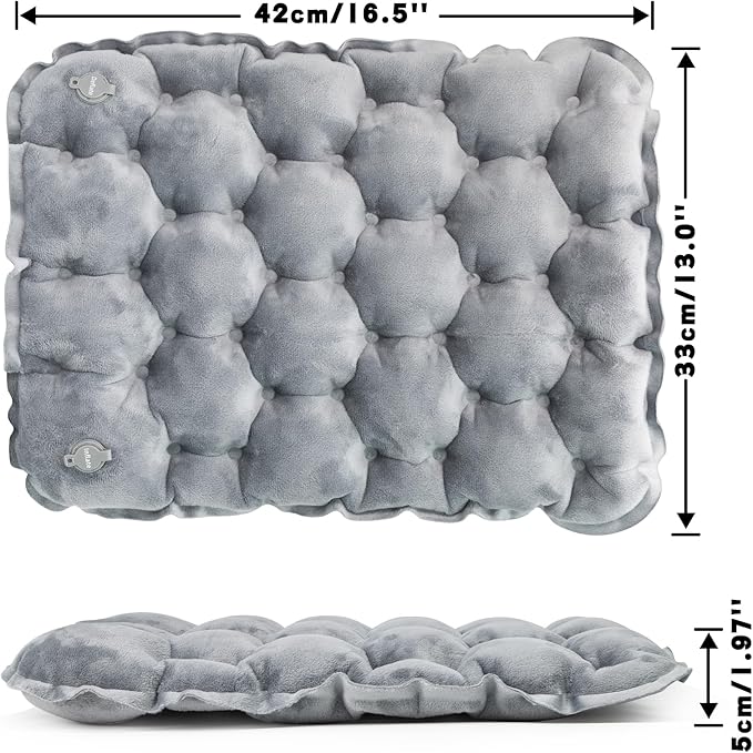 YEEKORO Inflatable Seat Cushion, Lightweight Camping Air Sitting Pad with Repair Cloths, Waterproof Air Seat Cushion, Portable Push-Press Seat Cushion for Airplane Travel Hiking Office Stadium Seat