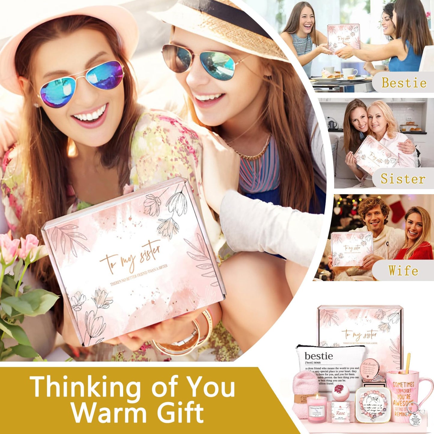 Lepiche Birthday Gifts For Women Friendship Best Friend Birthday Gifts For Women Sister Bestie Bff - Coffee Mug, Bracelet, Key-Chain, Scented Candle