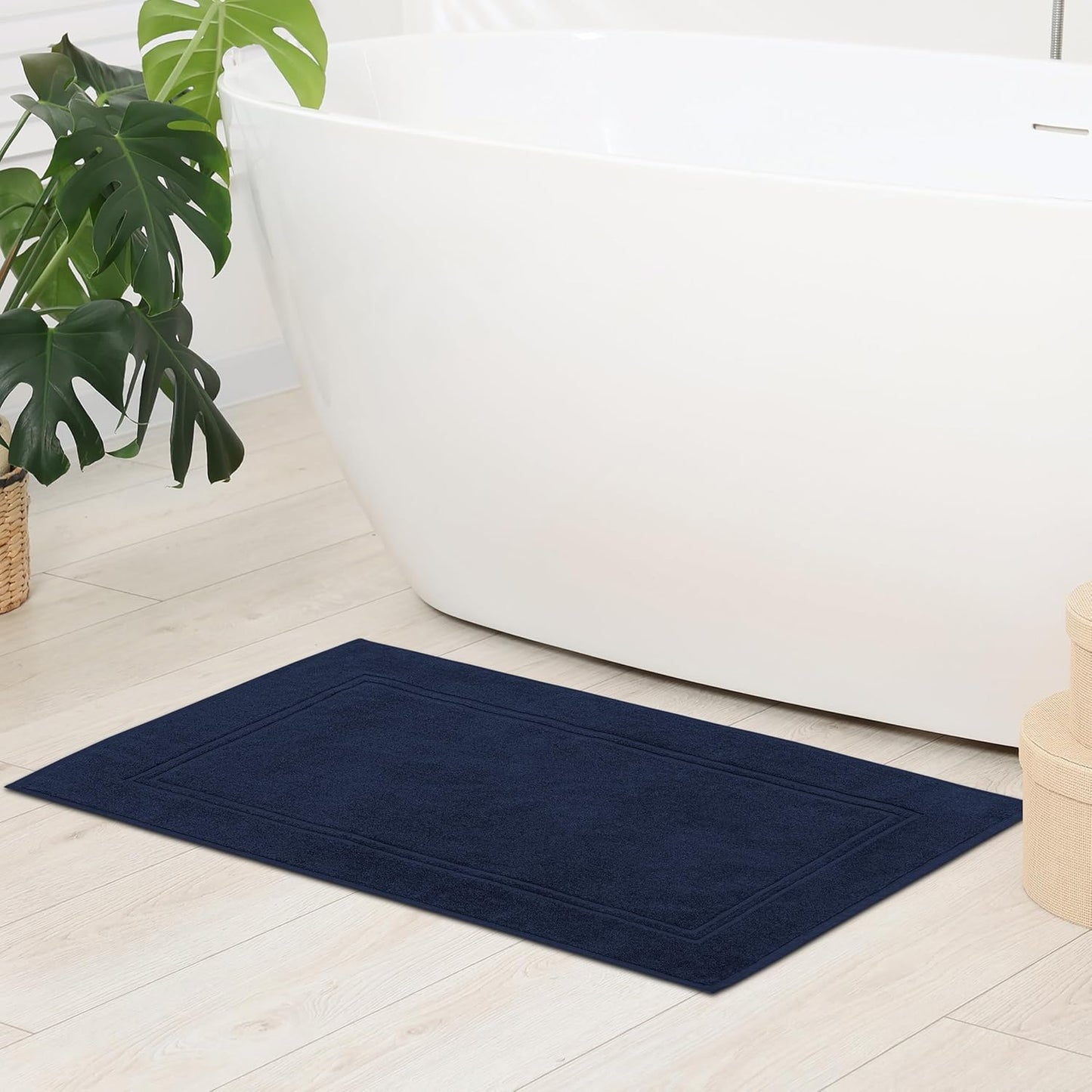 Tens Towels Pack of 2 Bath Mats 100% Cotton, 20 x 32 Inches, Super Absorbent, Hotel Quality Premium Floor Towels, Luxurious, Soft & Quick Dry, Not a Bathroom Rug, Navy