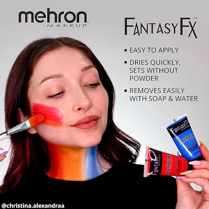 Mehron Makeup Fantasy FX Cream Makeup | Water Based | Halloween | Purple Face & Body Paint For Adults 1 fl oz (30ml) (Purple)