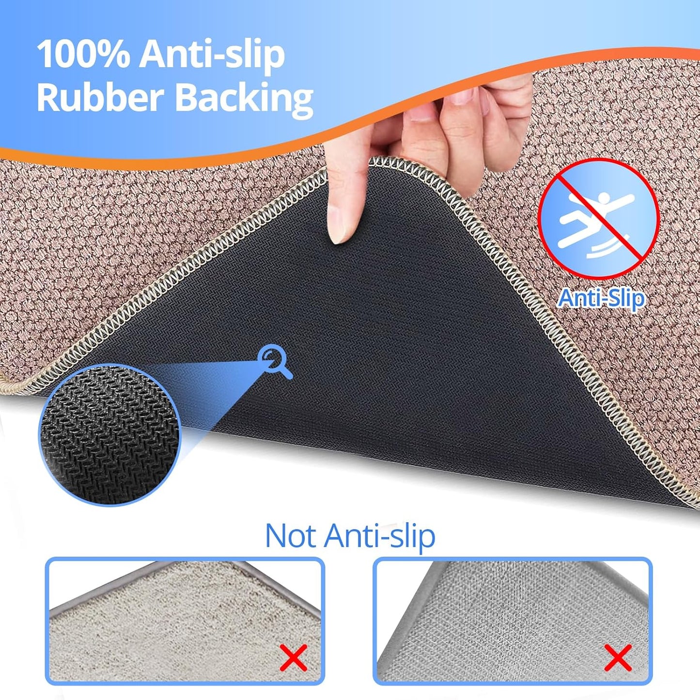 Upgraded Bathroom Rugs 20x24Inch, Thin Bath Mat with Rubber Backing Non-Slip, Absorbent,Quick Dry Machine Washable, Home Decor Accessories Cozy Cloth Bathroom Mat fit Under Door/Sink/Tub/Shower-Biege