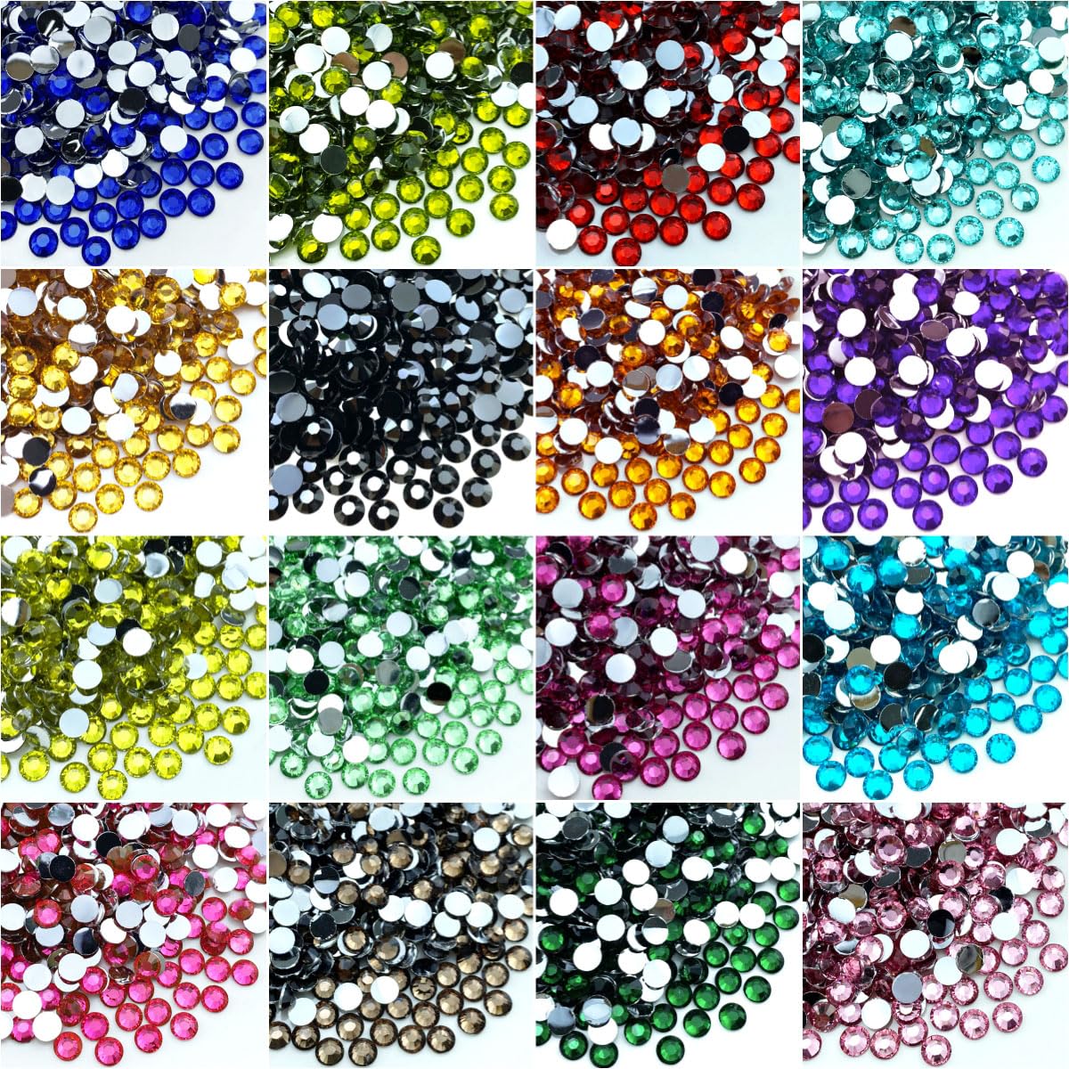 Jmassyang 1000 Pieces 6mm Resin Flatback Rhinestone Round Bling Glitter Rhinestones for Nail Art Mugs Tumblers Bottles Crafts De