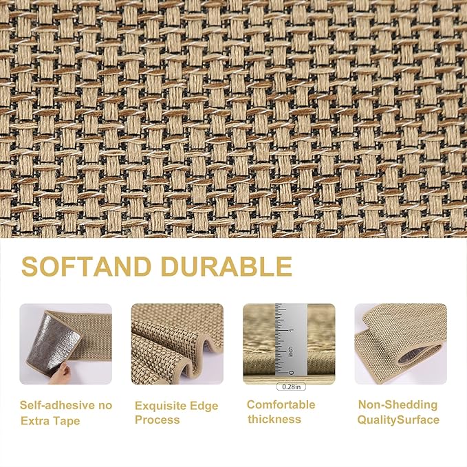 Stair Treads for Wooden Steps, 4 Pack 8" X 30" Beige Stair Runner Carpet Indoor with Reusable TPE Adhesive Backing, Carpet Stair Treads for Kids Elders and Pets, Prevent Slipping on Stairs