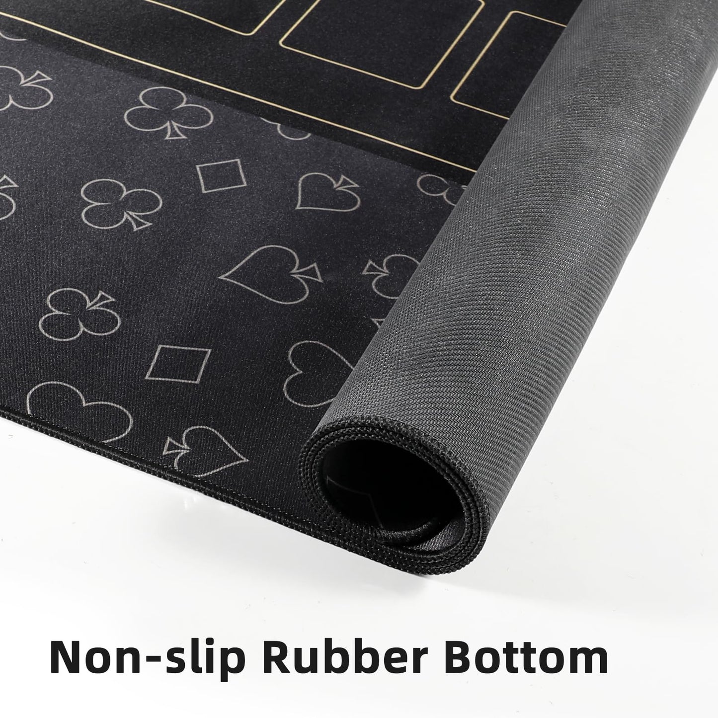 Foldable Casino Quality Poker Mat | Water Resistant Poker Table Cloth, Soft Multi-spandex | Black 70x35 | Waterproof, Durable, Noise-Free Gameplay | Stylish Poker Table Top for Anywhere Gaming