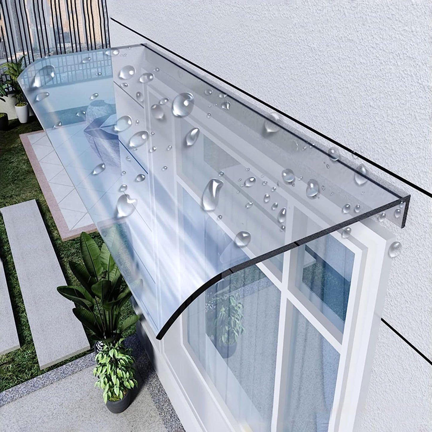 Patio Awnings, Window Awning, Door Canopy, Modern Polycarbonate Cover, UV Rain Snow Sunlight Protection, Durable & Weather-Resistant Awnings, for Outdoor Front Door-40x50cm/16x20in