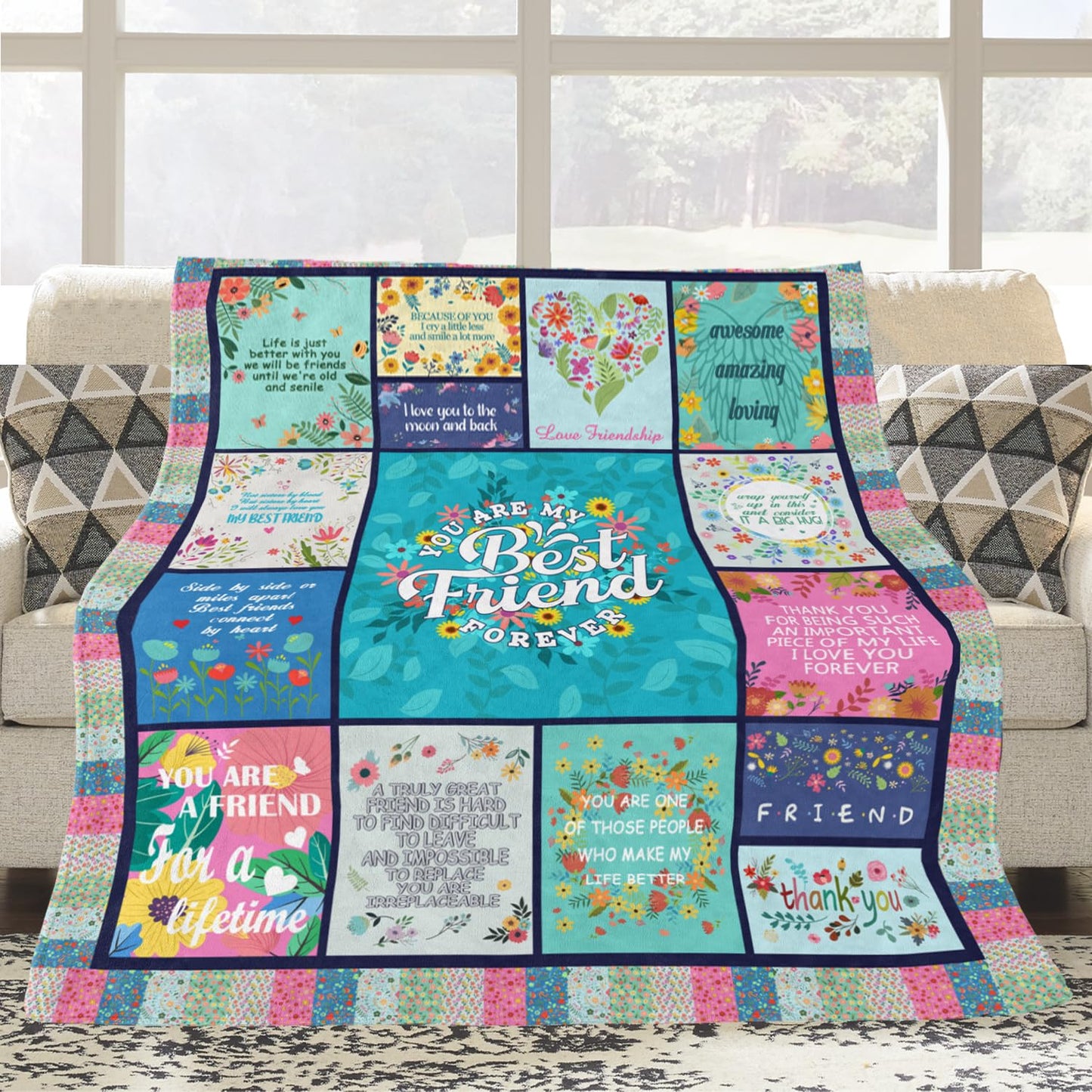 Best Friend Blanket - Birthday & Mother's Day Gift for Bestie, Friendship Throw Blanket 60"X50"